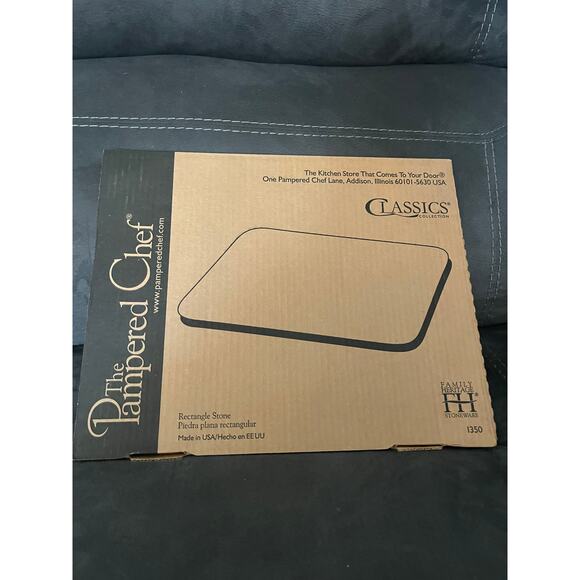 Pampered Chef Classics Rectangle Stone 1350 Family Heritage Stoneware 12X15- NEW - Picture 2 of 4